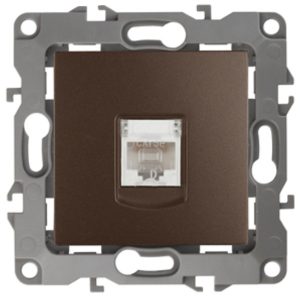 Розетка информационная ЭРА RJ45 кат.5е IP20 12, бронза 12-3107-13