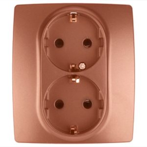 Розетка ЭРА 2X2P+E Schuko со шторками 16A-250В IP20 12, медь 12-2104-14
