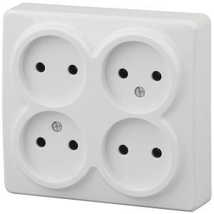 Накладная розетка ЭРА Эксперт 4х2P 16A-250В IP20 белый 11-2210-01