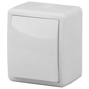 Переключатель ЭРА Эксперт 10АХ-250В открытой установки IP54 белый 11-1403-01