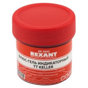 Флюс-гель для пайки Rexant, TT Keller индикаторный, 20мл, банка