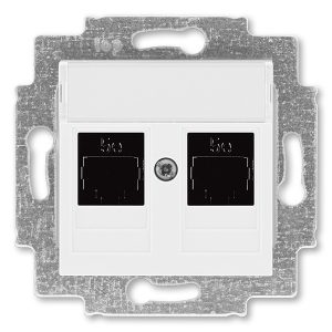 Розетка информационная ABB Levit двойная 2хRJ45 категория 5e белый (5014H-A51018 03W)