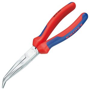 Длинногубцы Knipex механика 200мм изогнутые хромированные с двухкомпонентными рукоятками