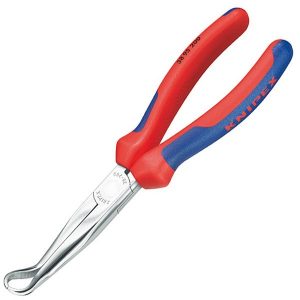 Длинногубцы Knipex механика 200мм изогнутые хромированные с двухкомпонентными рукоятками