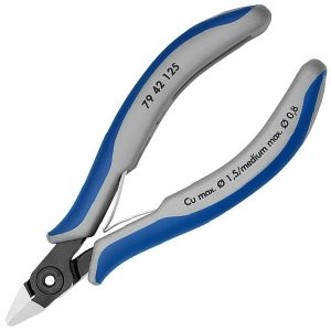Прецизионные боковые кусачки Knipex 125мм для электроники вороненые с двухкомпонентными рукоятками
