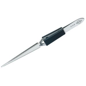 Пинцет Knipex крестовидный пружинная сталь тонкие зазубренные губки хром 160мм