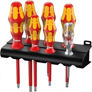 Набор диэлектрических отверток Wera 7 штук Kraftform Plus Серия 100 VDE 160 i/165 i/7 Rack 1000V
