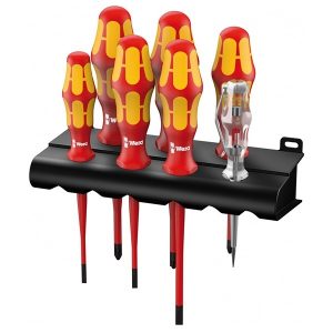 Набор диэлектрических отверток Wera 7 штук Kraftform Plus Серия 100 VDE 160 iS/7 Rack 1000V