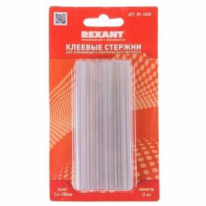 Клеевые стержни Rexant 7,4мм 100мм прозрачные, светящиеся (упак. 12шт.)
