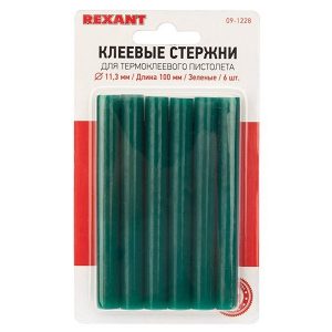 Клеевые стержни Rexant 11мм 100мм зеленые (упак. 6шт.)