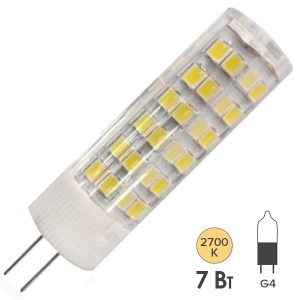 Лампа светодиодная ЭРА LED JC-7W-220V-CER-827-G4 керамика теплый свет