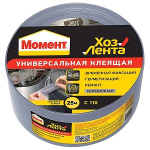 Универсальная клеящая Хозлента Момент 25м серебряная 1161083 / 4600611240152