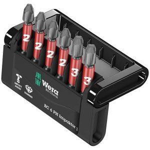 Набор ударных крестовых бит Wera Phillips 6 предметов Bit-Check 6 PH Impaktor 1