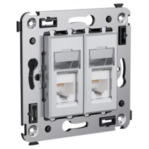 Компьютерная розетка RJ-45 в стену DKC Avanti кат.6 двойная, закаленная сталь