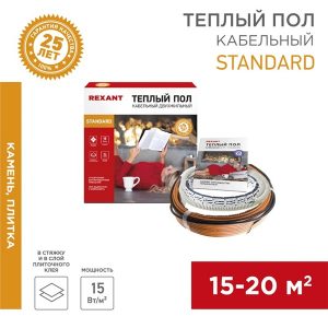 Греющий кабель Rexant двухжильный Standard RND-160-2400 2400Вт 160м в стяжку