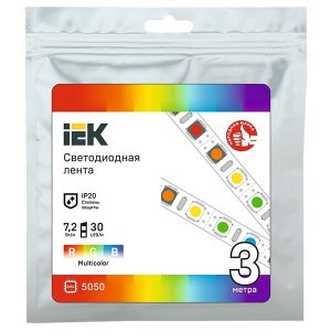 Лента ИЭК LED 3м LSR-5050RGB30-7,2-IP20-12В