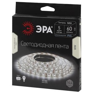 Светодиодная лента ЭРА LS5050-14,4-60-12-2700K-IP65-2year-5m теплый белый 5056306064654