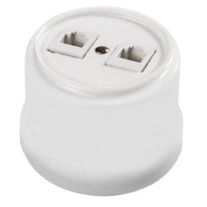 Накладная розетка компьютерная 2-ая Bironi Лизетта RJ45 керамика белый