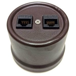 Накладная розетка компьютерная 2-ая Bironi Лизетта RJ45 керамика коричневый