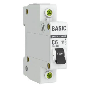 Автоматический выключатель EKF Basic ВА 47-29 1P 6А (C) 4,5кА (автомат электрический)