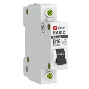 Автоматический выключатель EKF Basic ВА 47-29 1P 16А (B) 4,5кА (автомат электрический)