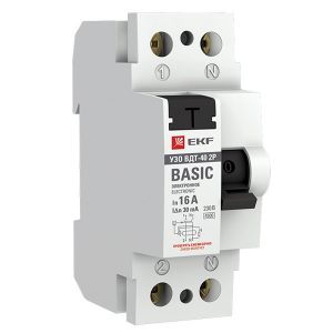 УЗО EKF Basic ВДТ-40 2P 16А/ 30мА (электронное) тип АС (ВДТ)