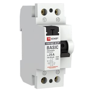 УЗО EKF Basic ВДТ-40 2P 25А/ 30мА (электронное) тип АС (ВДТ)