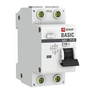 Дифференциальный автомат EKF Basic АД-12 1P+N C10А 30мА тип АС однофазный электронный 4,5кА (дифавтомат, АВДТ)
