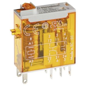 Миниатюрное реле Finder 2CO 8A AgNi 230В AC кнопка тест c блокировкой индикатор