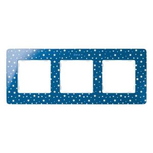 Рамка 3 поста Original Simon 82 Detail, индиго в белые звезды-белый