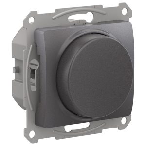 Светорегулятор (диммер) поворотно-нажимной 315Вт LED RC механизм SE Glossa, графит