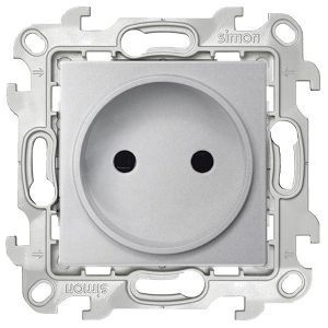 Розетка Simon 24 Harmonie 2К без защитных шторок, алюминий