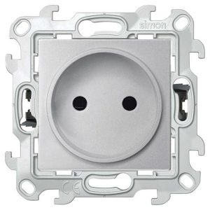 Розетка Simon 24 Harmonie 2К с защитными шторок, алюминий