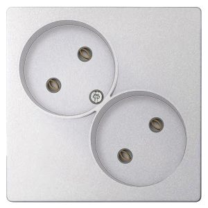 Розетка Simon 24 Harmonie 2х2К без защитных шторок, алюминий