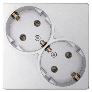 Розетка Simon 24 Harmonie 2х2К+З Schuko без защитных шторок, алюминий