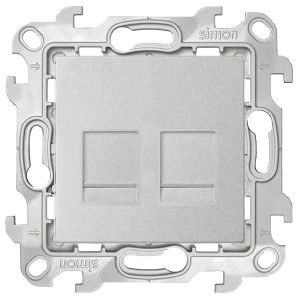 Розетка компьютерная Simon 24 Harmonie 2хRJ45 кат 5е UTP, алюминий