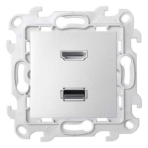 Розетка HDMI+USB Simon 24 Harmonie 2.0 для передачи данных, алюминий