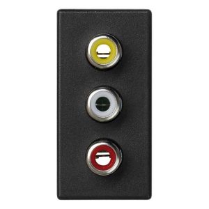 Плата Simon K45 с 3-мя разъемами RCA (черный, красный, белый), винты, 22,5х45мм, графит