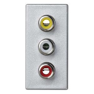 Плата Simon K45 с 3-мя разъемами RCA (черный, красный, белый), винты, 22,5х45мм, алюминий