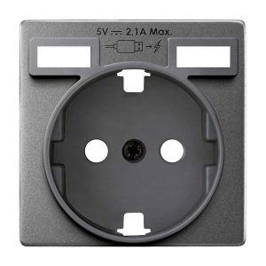 Накладка для розетки Simon 82 Concept Schuko с зарядным устройством 2хUSB титан матовый