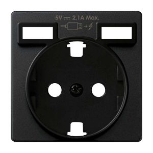 Накладка для розетки Simon 82 Concept Schuko с зарядным устройством 2хUSB черный матовый