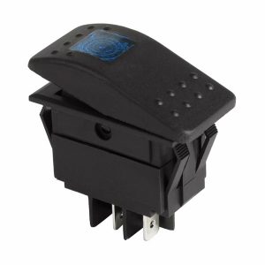 Выключатель клавишный Rexant 12V 35А (4с) ON-OFF синий с подсветкой
