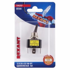 Тумблер Rexant 12V 30А (3c) Вкл/Выкл однополюсный с красной подсветкой (блистер)