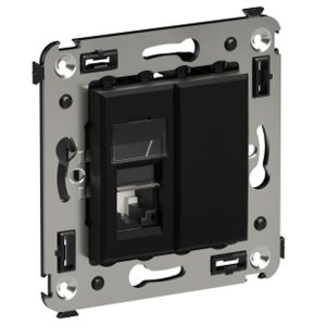 Компьютерная розетка RJ-45 в стену DKC Avanti кат.6 одинарная, черный матовый