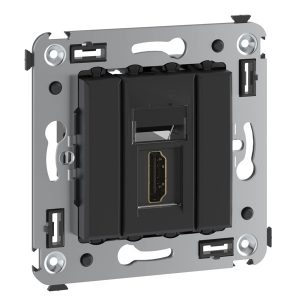 HDMI розетка одинарная в стену DKC Avanti тип А-А, черный матовый