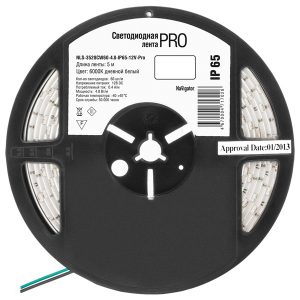 Светодиодная лента Navigator 71 702 NLS-3528CW60-4.8-IP65-12V-Pro R5 4,8W 6000K (бухта 5m)