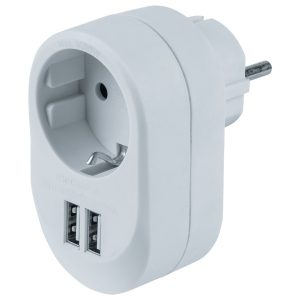Розетка с заземлением и USB-зарядкой Navigator NAD-USB01-1E-C-WH 1х220V + 2xUSB тип А 5V/3.4A