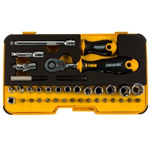Набор бит Felo SL/ND/PH/Tx/SQ/BH/MS с трещоткой и рукояткой ERGONIC 36 шт в кейсе