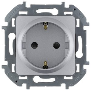 Розетка с/з 220В со шторками Legrand Inspiria алюминий