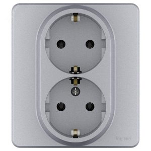 Розетка с/з 220В двойная Legrand Inspiria алюминий
